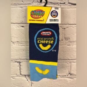 Crazy Sock Mac & Cheese Novelty Print Crew One Pair Men's Shoe 6-12 Blue‎ NEW
